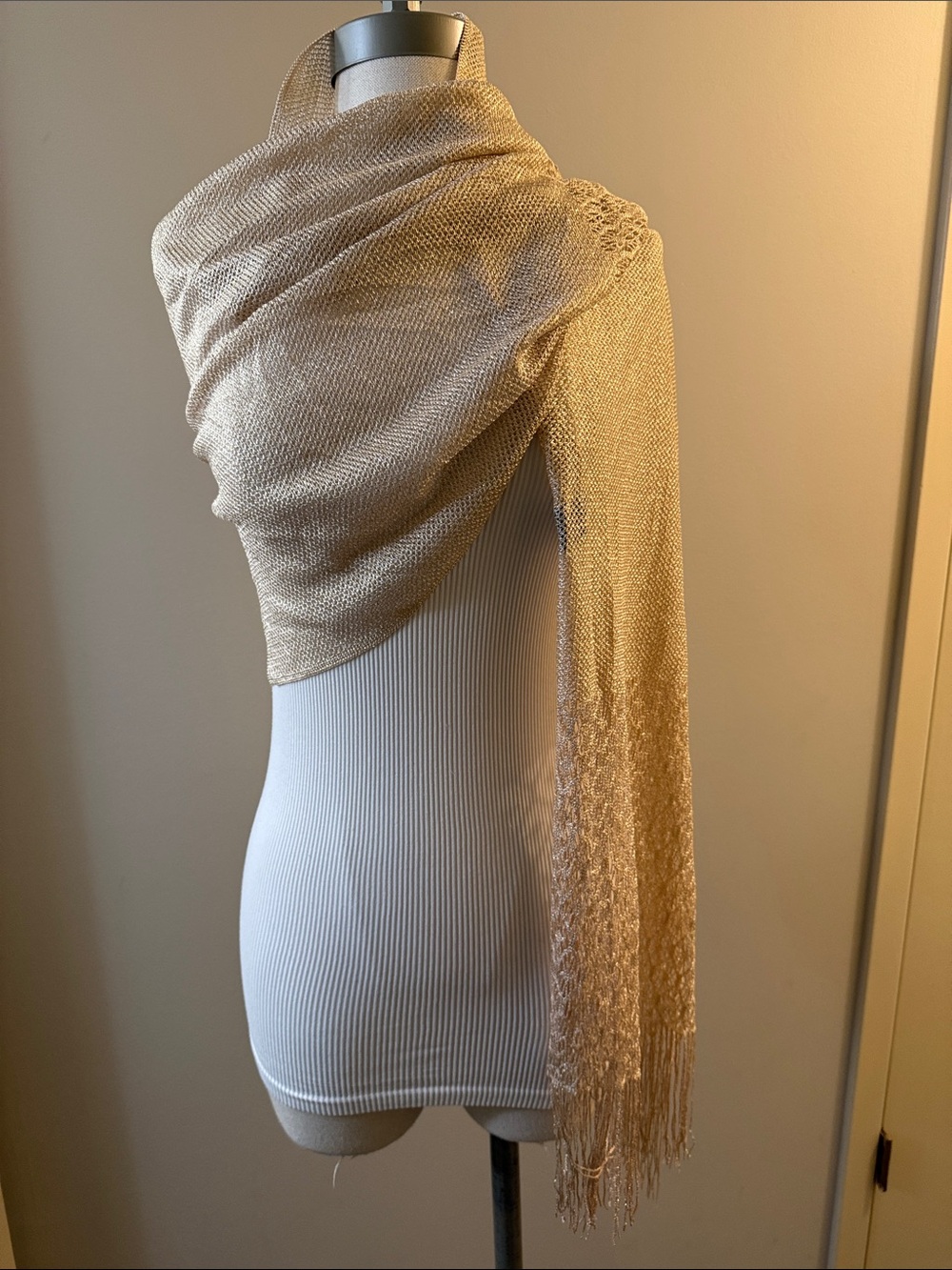 Women's Light Gold Evening Wrap Shawl
